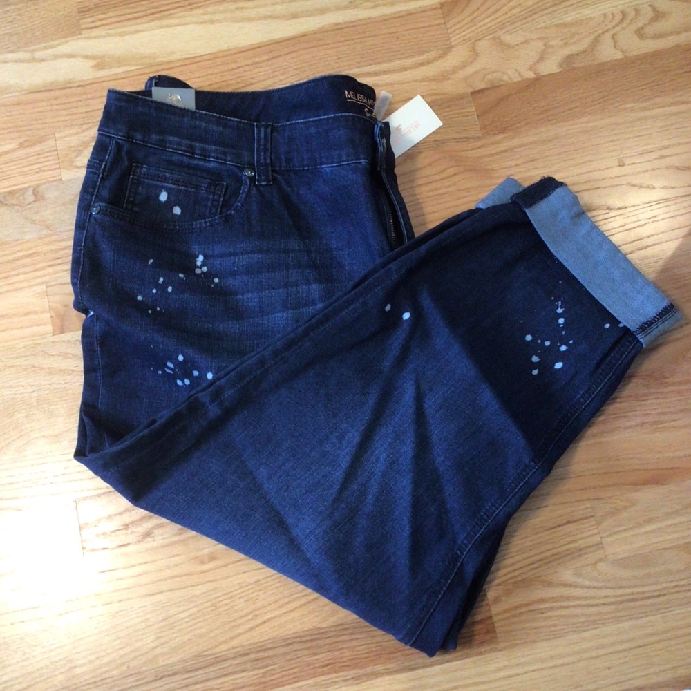 New Melissa McCarthy Womens Plus Paint Splatter Jeans sz 26W